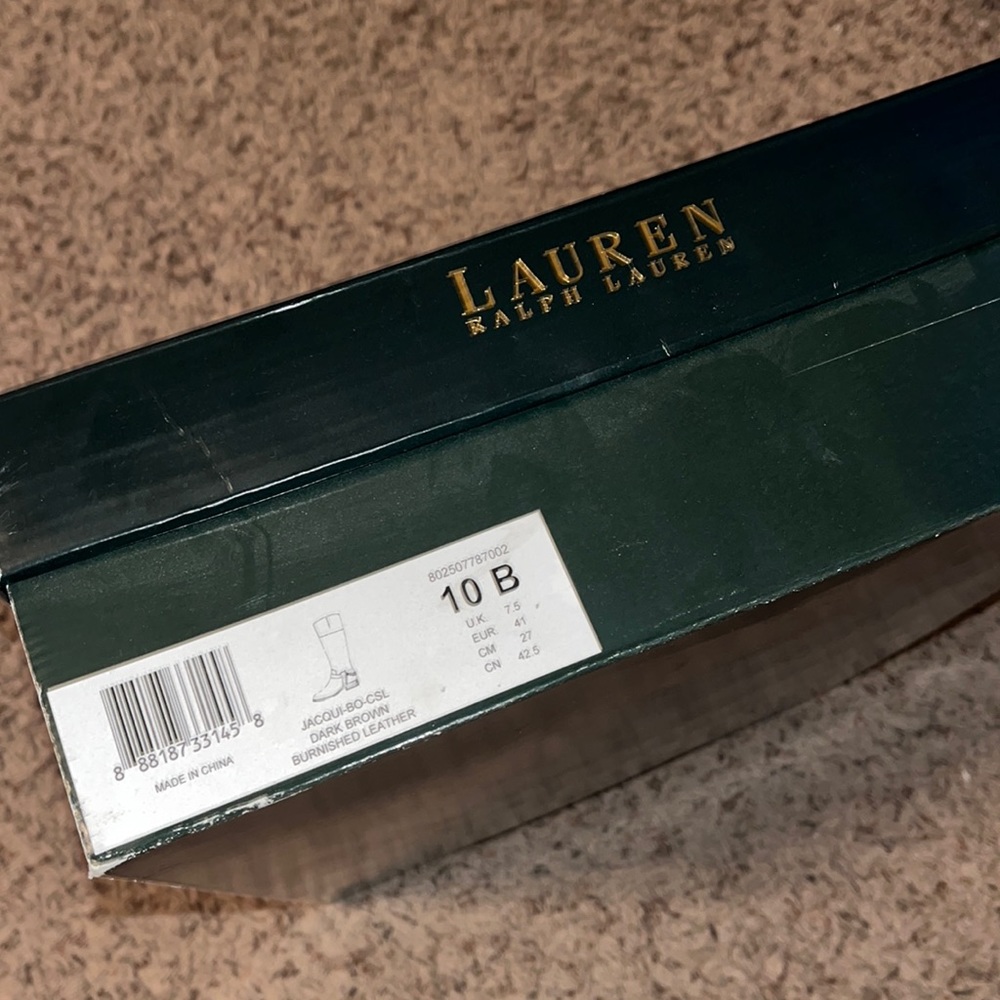 New Ralph Lauren Jacqui Leather Tall Dark Brown Riding Boots